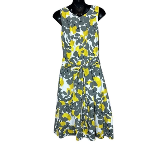 Boden women’s 6 linen blend lemon print novelty fit flare dress capsule - Picture 5 of 8